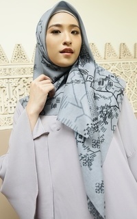 Printed Scarf Ethera Blue Voal Square for HIJUP