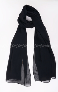 Scarf Plain Chiffon Scarf Black-27373