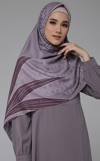 Printed Scarf Lea Voal Scarf Syar'I Laser Cut Salem Brown-278258