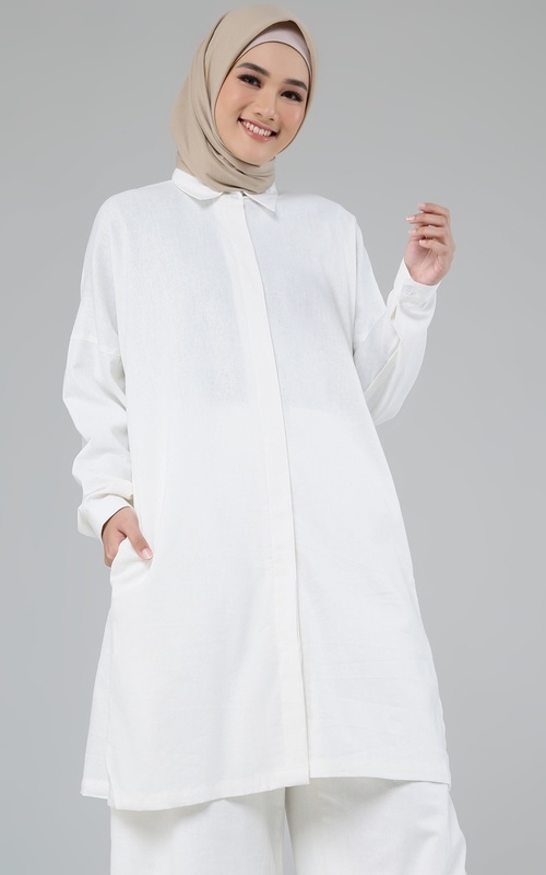 Kemeja - Afna Linen Shirt - Off White