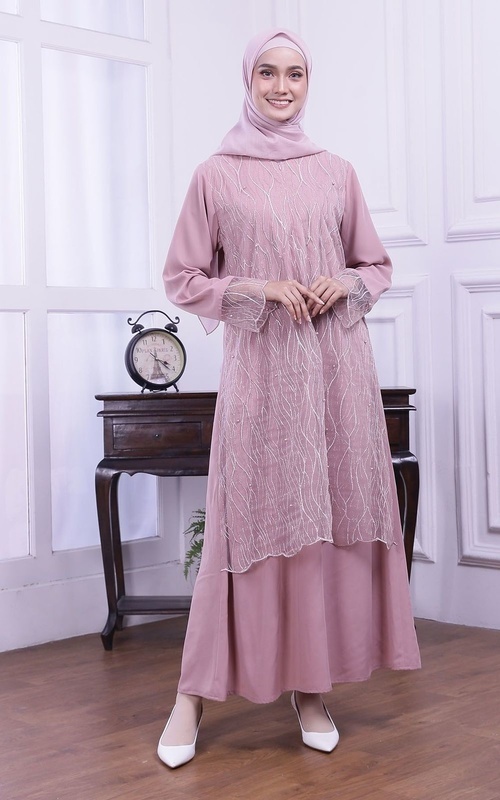 Long Dress - Yasira Dress - Dusty Pink