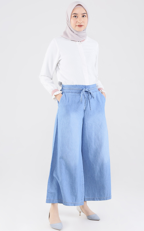 Pants - Kulot Denim Zahra - Light Blue