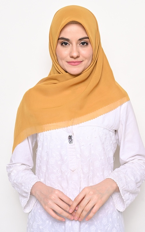 Hijab Polos - Hijab Segi 4 Voal Superfine Lasercut - Gold