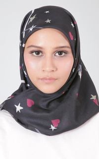 Hijab Motif Roujak - Le Hijab Charcoal