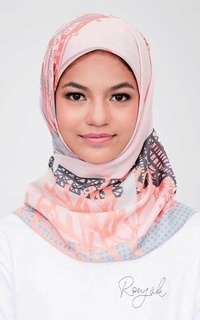 Printed Scarf Roujak - Le Hijab Eiffel Coral Grise