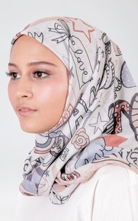 Printed Scarf Roujak - Le Hijab Graffiti Beige