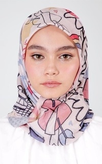 Printed Scarf Roujak - Le Hijab Graffiti Blue Mist