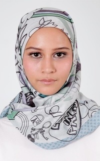 Printed Scarf Roujak - Le Hijab Graffiti Green