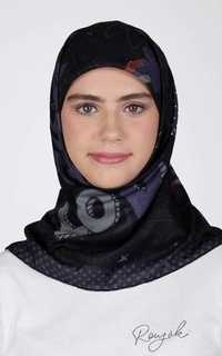 Hijab Motif Roujak - Le Hijab Graffiti Violet Noire