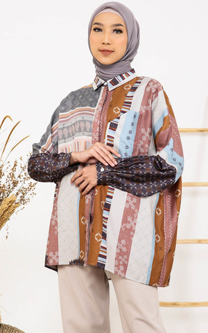 Purple Printed Modest Devon