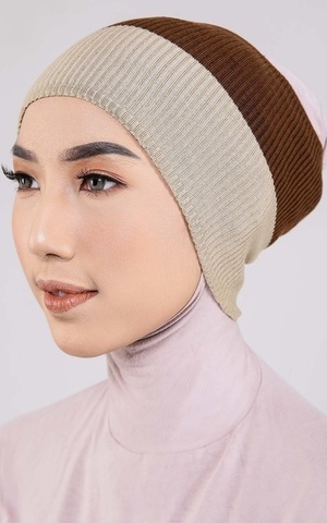 Scarf Cap Calla Inner Rajut Two Tone