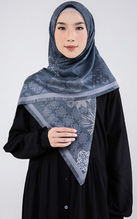 Hijab Motif Pansy Voal Scarf Dark Grey