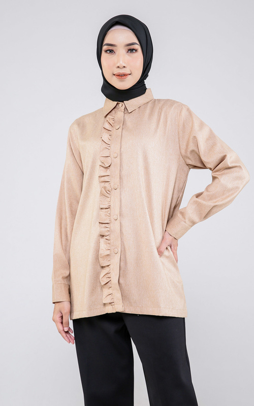 Blus - Winona Ruffle Blouse - Mocca