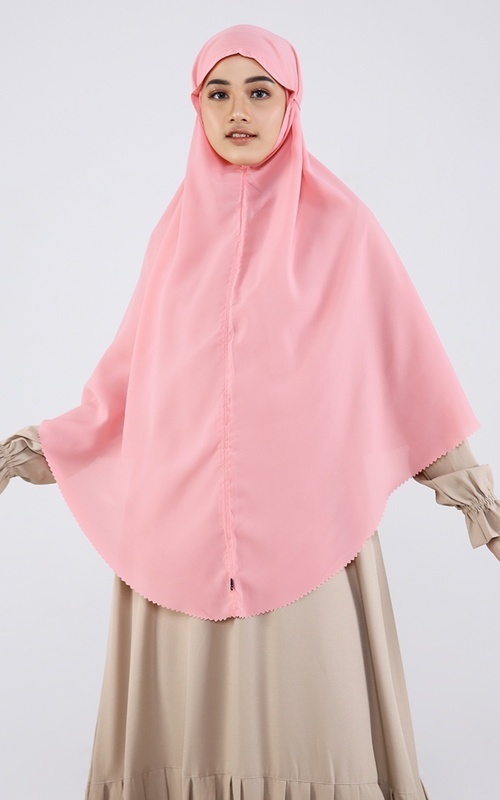 Hijab Instan - Bergo Laser Cut Pink - Pink