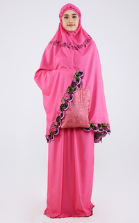 Praying Set Mukena Flower Katun Pink