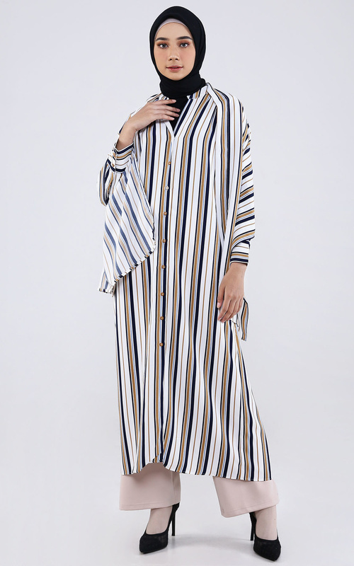 Gamis - Headscarf Stripe Long Dress - Festive Stripe