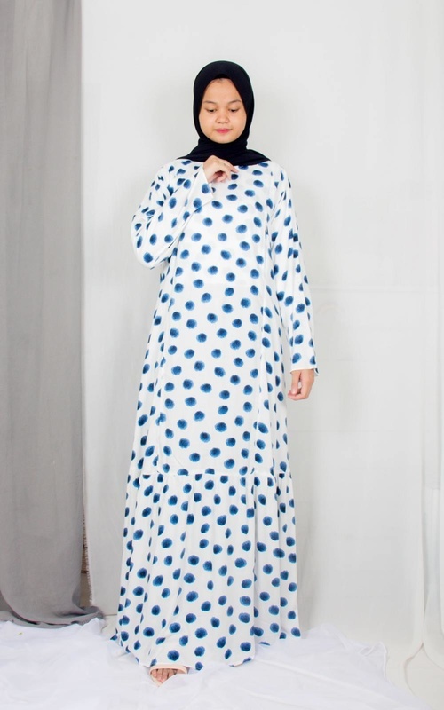 Gamis - Seruni Dress Dot - dot navy