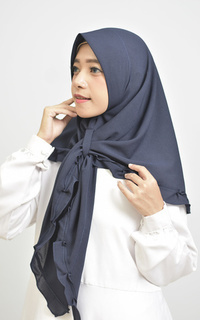 Instant Hijab Pleated Ruffle Hijab Instan Navy