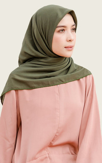 Hijab Polos Embroidery Signature Square Army