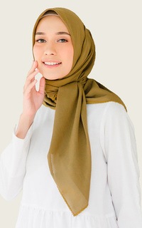 Hijab Polos Embroidery Signature Square Zaitun