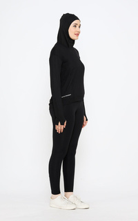 Pakaian Olahraga Sport Yoga Top Baju Senam Olahraga Lengan Panjang Wanita Black-382921
