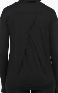 Pakaian Olahraga Sport Yoga Top Baju Senam Olahraga Lengan Panjang Wanita Black-382922