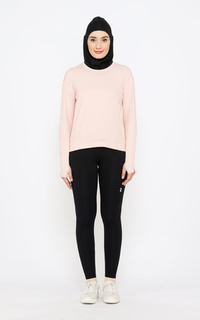Pakaian Olahraga Sport Yoga Top Baju Senam Olahraga Lengan Panjang Wanita Light Pink-382923
