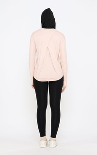 Pakaian Olahraga Sport Yoga Top Baju Senam Olahraga Lengan Panjang Wanita Light Pink-382924