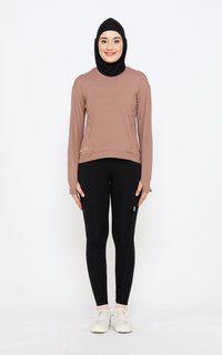 Pakaian Olahraga Sport Yoga Top Baju Senam Olahraga Lengan Panjang Wanita Khaki -382928