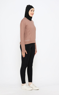 Pakaian Olahraga Sport Yoga Top Baju Senam Olahraga Lengan Panjang Wanita Khaki -382930