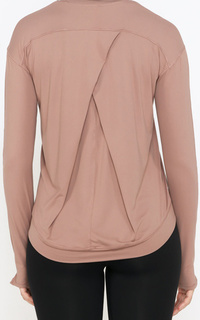 Pakaian Olahraga Sport Yoga Top Baju Senam Olahraga Lengan Panjang Wanita Khaki -382932