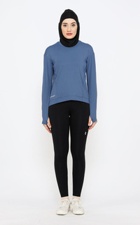 Pakaian Olahraga Sport Yoga Top Baju Senam Olahraga Lengan Panjang Wanita Royal Blue-382933