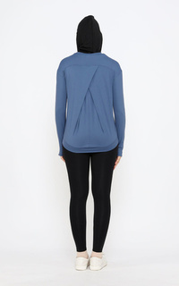 Pakaian Olahraga Sport Yoga Top Baju Senam Olahraga Lengan Panjang Wanita Royal Blue-382934