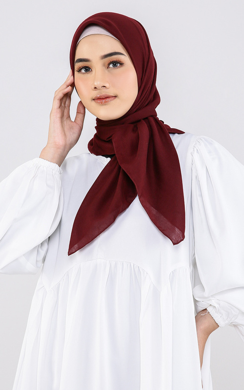 Hijab Polos - Voal Square - Maroon