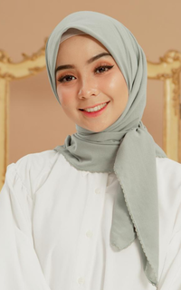 Plain Scarf Embroidery Signature Square Green Pastel Green Pastel-386676