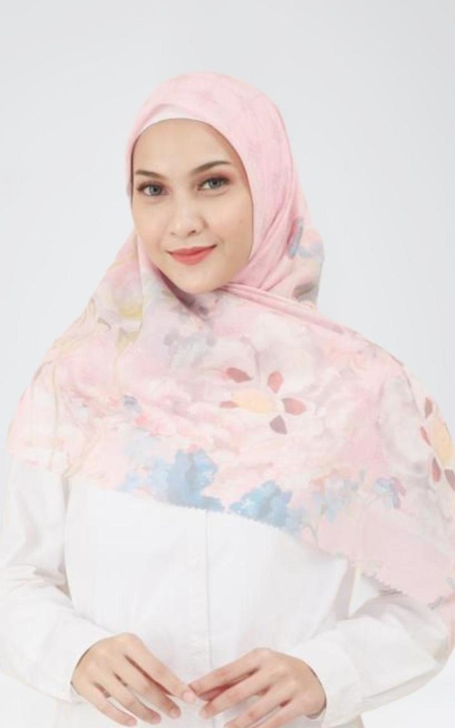 Printed Scarf - Mixed Fleurs Rose - Pink Pastel