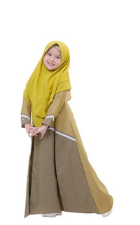 Pakaian Anak Raya Set Gamis anak  Olive- Khimar Olive M