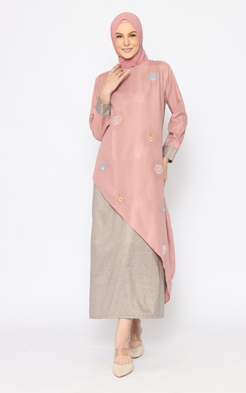 Gamis - Perisa Dress - Pink and Brown