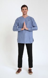 Pakaian Pria Basic Shirt Long Sleeve - Blue ZRN02