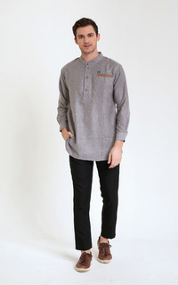 Pakaian Pria Basic Shirt Long Sleeve - Grey ZRN05