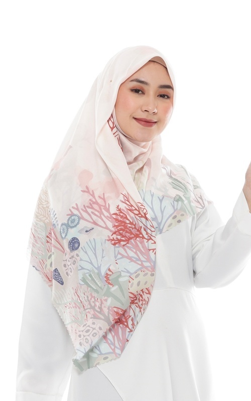 Hijab Motif - Hijab Printing Under The Sea Series - Pink