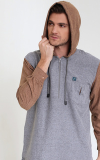Menswear Basic Shirt LS Brown Hoodie on Grey ZRN07 grey-395815