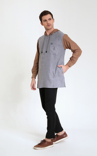 Menswear Basic Shirt LS Brown Hoodie on Grey ZRN07 grey-395817