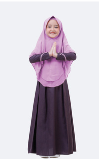 Pakaian Anak Raya Set Gamis anak  Lilac- Khimar Lilac S