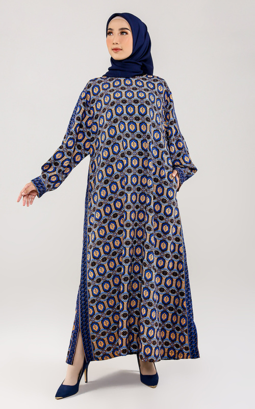 Kaftan - Aya Sophia Abaya A-Line - Navy Blue-Red