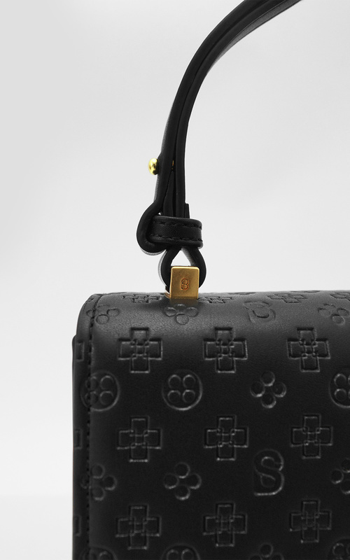 Shop Buttonscarves accessories The Audrey Monogram Bag Small - Black Bag