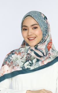 Hijab Motif Hijab Segi Empat  Voal Ultrafine Lasercut Rosela Teal 