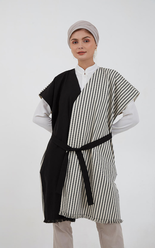 Blazer - Namiko Stripe Outer Black and White - Black