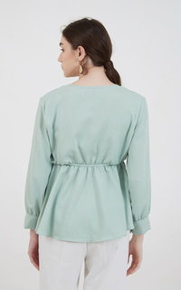 Blus Sophie Murby Knotted Blouse Light Olive