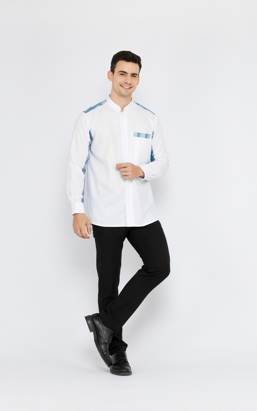 Pakaian Pria - Kahfi Shirt White Blue - White Blue